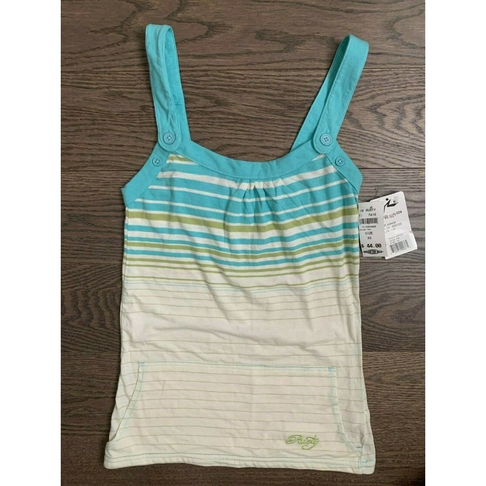 RUSTY strip Tank Top Size Large Color Block women's XS